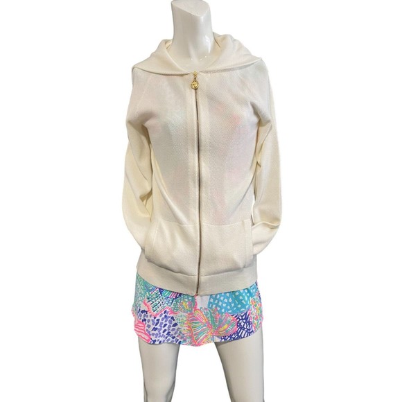 Lilly Pulitzer Women's Josephine Full Zip Hoodie Jacket Cream Size Large - Picture 3 of 12